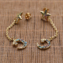 2021 Fashion Micro Insert Zirconia Design Charm Gold Brass Jewelry Star Moon Hoop Earrings for Women and Girl