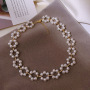 Elegant Bohemian Short Multi Layer Handmade Pearl Flower Clavicle Necklace Jewelry  For Women