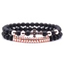 New Design Europe and America Popular 8MM Beads Bracelet Gold/Silver/Rose Gold/Black Cross Charm Bracelets with Rhinestone