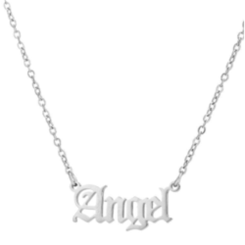 Custom Stainless Steel Letters Name Necklace Pendant Jewelry Gold Plated Versatile Angel Clavicle Chain Necklace for Women Gift