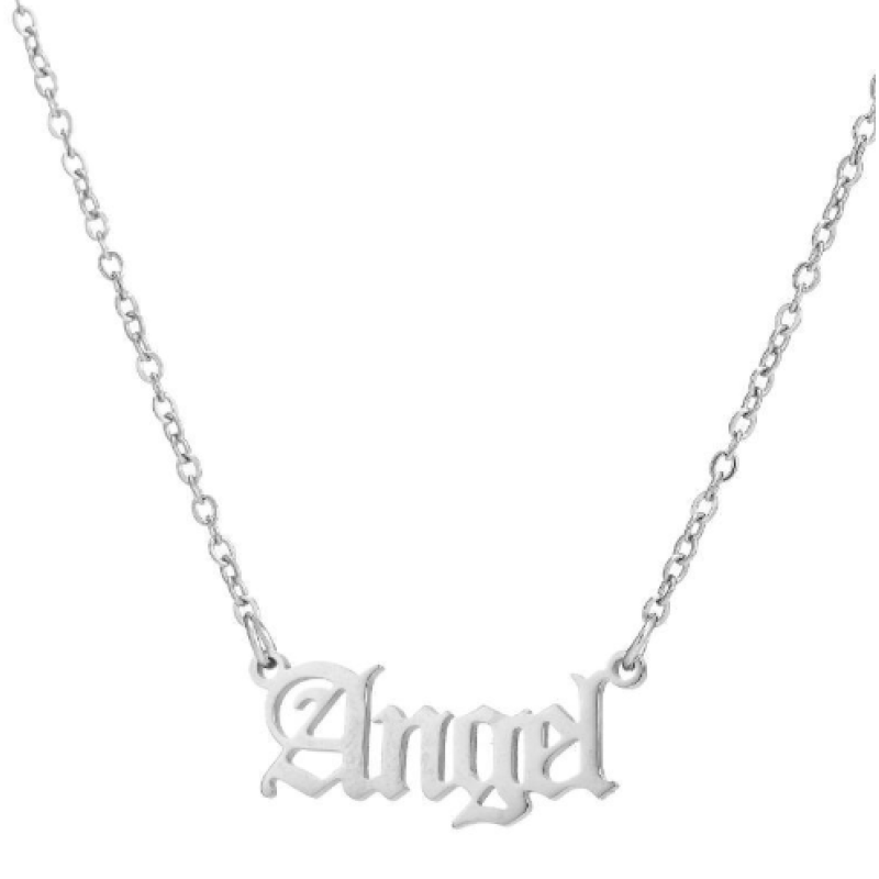 Custom Stainless Steel Letters Name Necklace Pendant Jewelry Gold Plated Versatile Angel Clavicle Chain Necklace for Women Gift