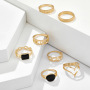 2021 new arrival Couple Ring  Gold plated  Hip-hop Style Popular hollow out black oil drop ring set retro