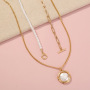 New Arrivals Gold Plated OT Buckle Flat Pearl Simple Patchwork Chain Multi Layered Link Chain Necklace for Women