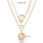 New Arrivals Gold Plated OT Buckle Flat Pearl Simple Patchwork Chain Multi Layered Link Chain Necklace for Women