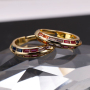 Fashion Jewelry Gold Plated Gemstone Rings Copper Colourful Zircon Stone Hollowed Round Ring For Lady New Arrival 2021