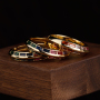 Fashion Jewelry Gold Plated Gemstone Rings Copper Colourful Zircon Stone Hollowed Round Ring For Lady New Arrival 2021