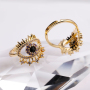 Fashion Clear CZ Micro Pave Gold Plating Spike Eye Adjustable Ring For New Year Valentine gifts