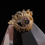 Fashion Clear CZ Micro Pave Gold Plating Spike Eye Adjustable Ring For New Year Valentine gifts