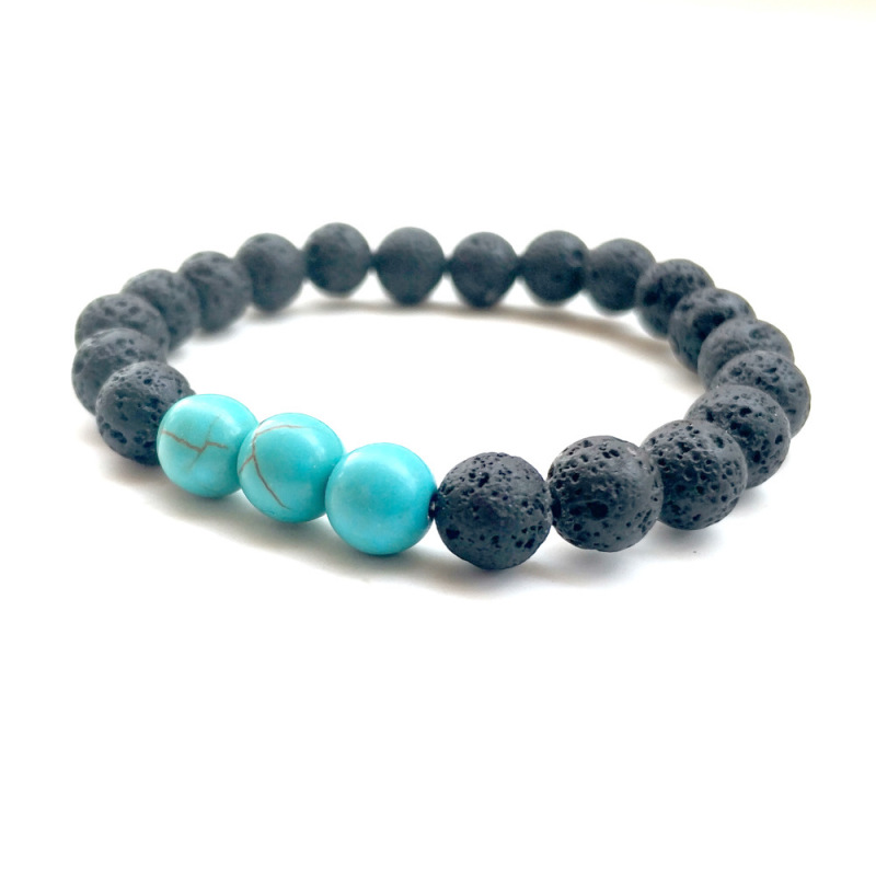 Handmade 8mm Black Lava Stone Natural Beads Bracelet For Wholesale