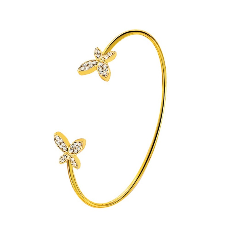 2021 Simple Versatile Trendy Charm Bracelet Super Flash Diamond Butterfly Open Jewelry Bangle For Women