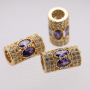 Fashion Womens DIY Bracelet Charms Amethyst Oval Zircon Micro Pave Slider Charms Pendants