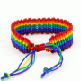 Large Soft Woven Handmade Rainbow Gay Pride Bracelet Rainbow Hollow Mexican Friendship Bracelet