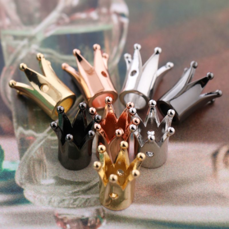 Wholesale Gold Silver Black Plated Metal Crown Charms for Bracelet Bangle Making
