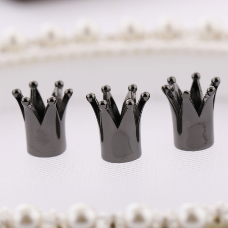 Wholesale Gold Silver Black Plated Metal Crown Charms for Bracelet Bangle Making