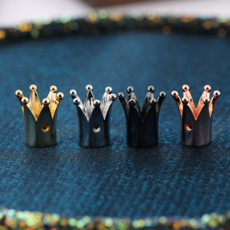 Wholesale Gold Silver Black Plated Metal Crown Charms for Bracelet Bangle Making