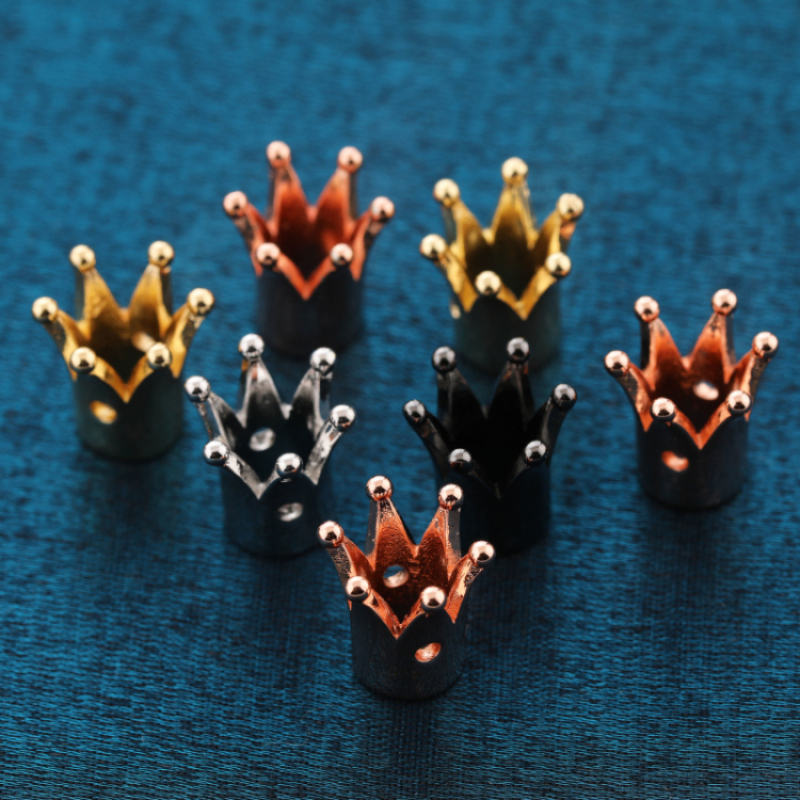 Wholesale Gold Silver Black Plated Metal Crown Charms for Bracelet Bangle Making