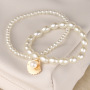 Summer New Beach Trending Simple Design Artificial Pearl Fan Shell Pendant Jewelry Ankle Bracelet