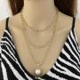 Fashion Baroque Personalized Gold Plated Coin Chain Multilayer Pendants Jewelry Layered Pearls Necklace Set For Women
