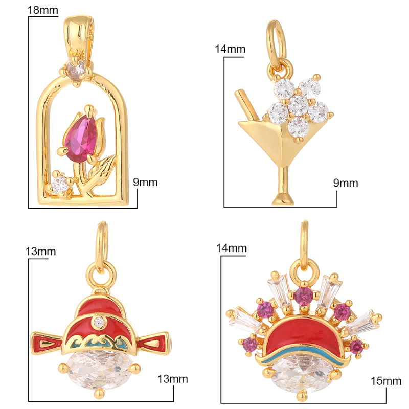 Wholesale Accessories Charms Bride Groom Wedding Flowers Wine Glasses Gold Silver Rose Gold Necklace Plating Copper Jewelry