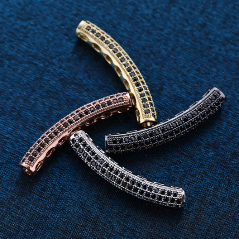 Gold Silver Plated Jet Zircon Micro Pave Copper Charms for Women and Men Jewelry Making