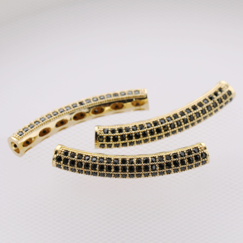 Gold Silver Plated Jet Zircon Micro Pave Copper Charms for Women and Men Jewelry Making