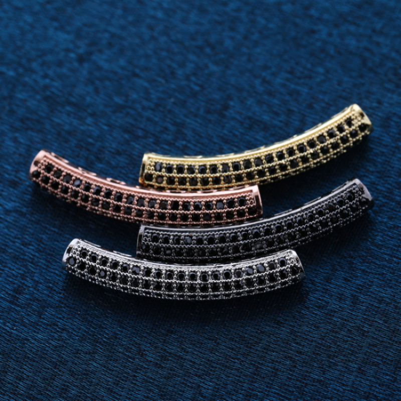 Gold Silver Plated Jet Zircon Micro Pave Copper Charms for Women and Men Jewelry Making