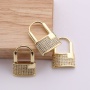 Wholesale Fashion Custom Korean Gold Plated Brass Heart Lock Design Zircon DIY Jewelry Accessory for Bracelet Necklace Making
