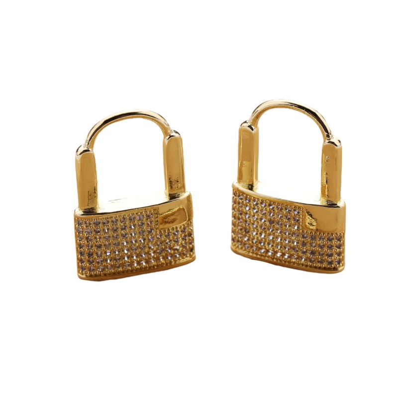 Wholesale Fashion Custom Korean Gold Plated Brass Heart Lock Design Zircon DIY Jewelry Accessory for Bracelet Necklace Making