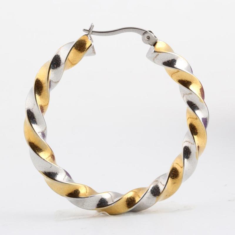 Minimalist Fashion Gold Stainless Steel Screw Round Twisted Huggie Earring  For Ladies Gift Jewelry