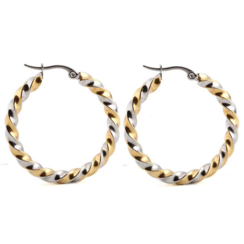 Minimalist Fashion Gold Stainless Steel Screw Round Twisted Huggie Earring  For Ladies Gift Jewelry