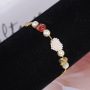 Luxury heart pearl beaded bracelets jewelry adjustable 18k gold plated pine cone ladybird bracelet for women