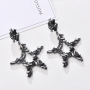 Gold Plated Rhinestone Diamonds Zircon Crystal Dangle Pendant Pentagram Hoops Earrings For Women