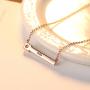 Wholesale Women Fashion Korean Single CZ Stone Rose Gold Plating Bar Pendant Long Chain Charm Stick Jewelry Necklace