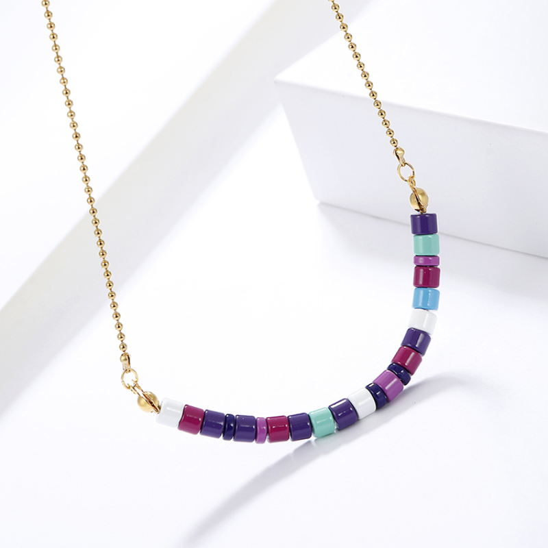 Popular High Quality Gold Plated Chain Choker Necklace DIY Colorful Natural Stone Beads Jewelry Necklace