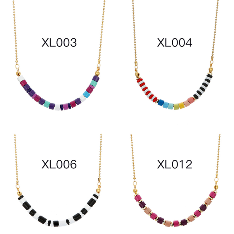 Popular High Quality Gold Plated Chain Choker Necklace DIY Colorful Natural Stone Beads Jewelry Necklace