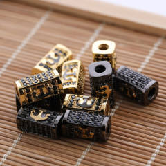 Women Men Micro Pave CZ Bead Large Hole Anchor Charm Spacer Beads for Jewelry Making