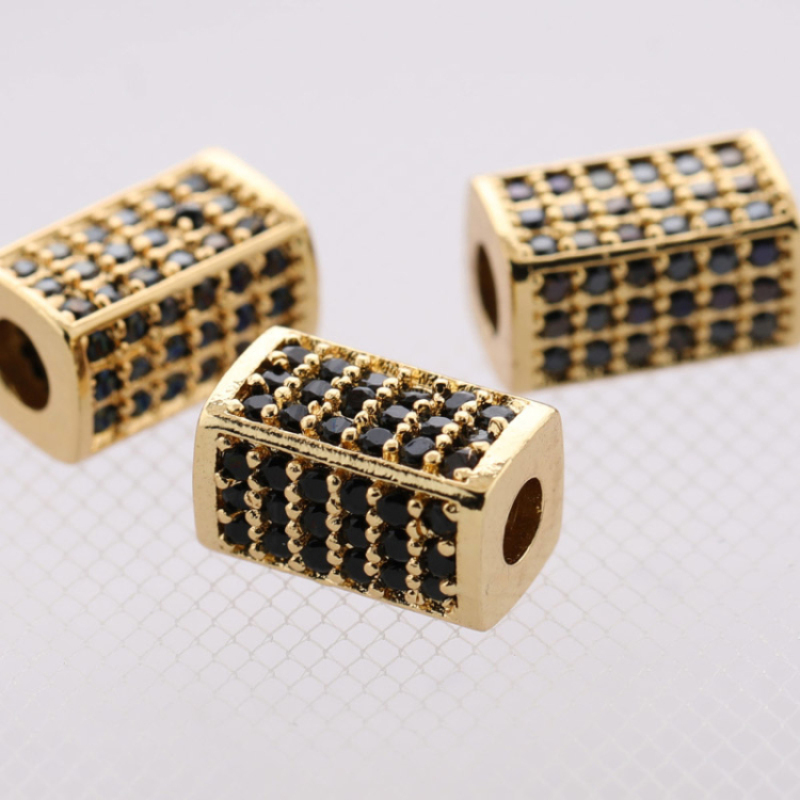 Hot Selling Cubic Zircon Pave Fashion Long Metal Bead Charm for Womens Jewelry Finding