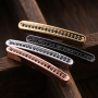 Free Shipping Black Zircon Micro Insert Curved Copper Tube Charm for Bracelet Making 2021