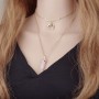 Fancy Layered Gold Plated Chain Moon Charm 6 Colors Natural Stone Pendant Necklace for Women