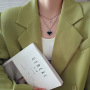 Black mosaic love pixel peach heart double layer stacked necklace female ins cold wind clavicle chain necklace