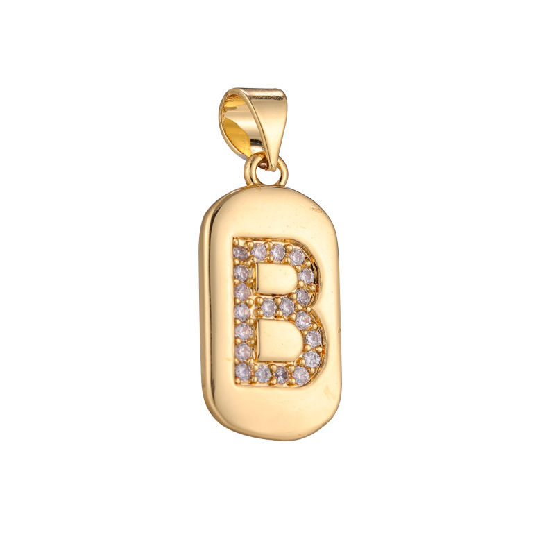 18k gold plated brass metal CZ micro pave zircon initial alphabet letter pendants for necklace making