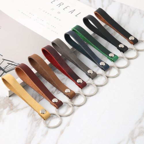 Handmade High Quality Colorful Vintage Real leather Key Ring for Gift