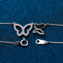 Fashion Women's Zircon Micro Pave Polished Butterfly Pendant Necklace