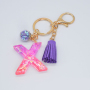 Men and Womens Best Gift Colorful Resin Letter Keychain Small Ball and Tassel Key Chain for Sale 2021