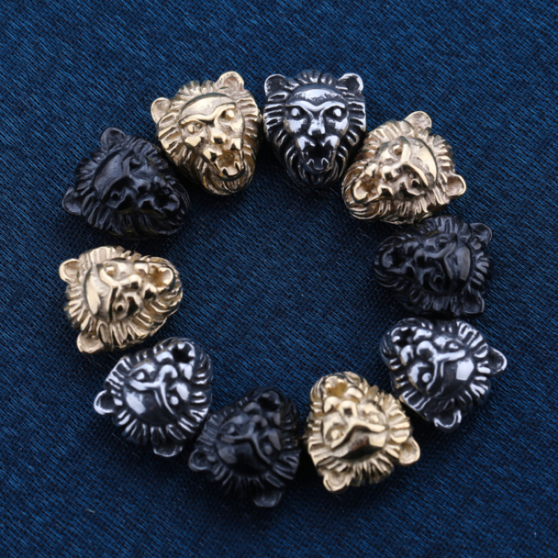 Lion Head Beads Pendant Silver Gold Plated Stainless Steel Charm Pendant Jewelery Handmade DIY Jewelry Accessory Animal Picture