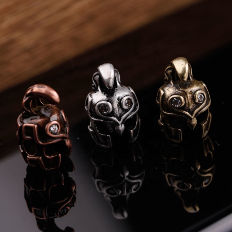 Wholesale Fashion Accessory Antique Silver Brass Copper Zircon DIY Helmet Design Beads for Jewelry Bracelet Necklace Making