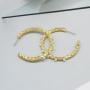 Luxury Clear Rhinestone Women Jewelry Cheap Custom Paved Cz Gold Pearl Huggie Earrings