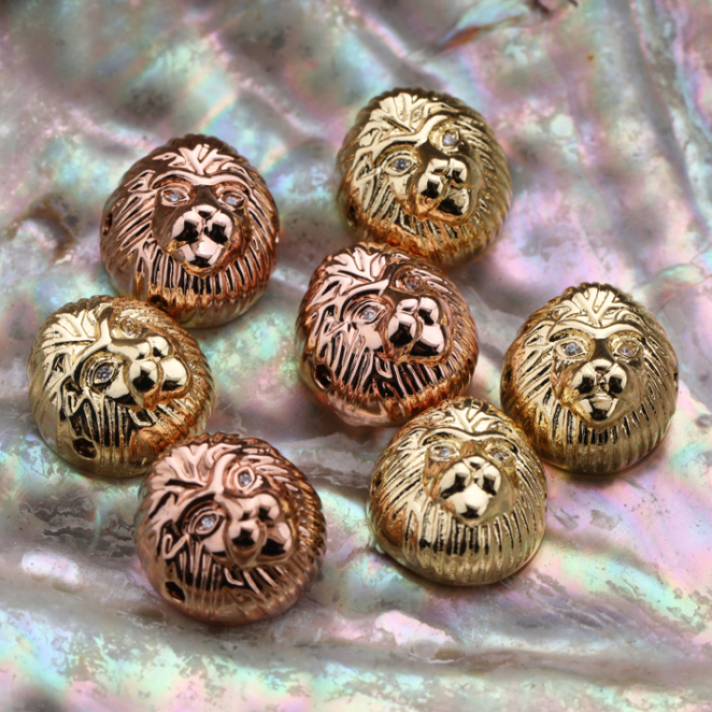 Fashion Jewelry Accessories Stately Gold Lion Head Bead Charm Bracelet Making for Men and Women