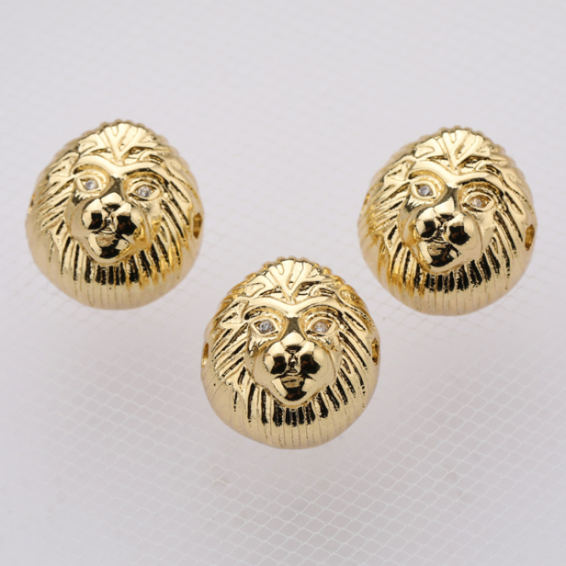 Fashion Jewelry Accessories Stately Gold Lion Head Bead Charm Bracelet Making for Men and Women