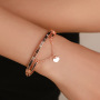 New Classic Design Silver/Gold/Rose Gold Plated Alloy Heart Charm Bangle Bracelet for Wholesale